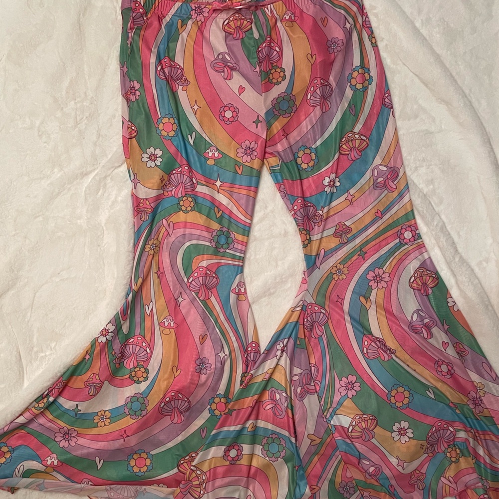 Dolls Kill Sugar Thrillz Technicolor Dreams Flare Pants NWT 2X
